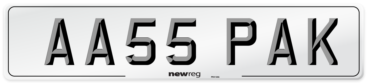 AA55 PAK Number Plate from New Reg